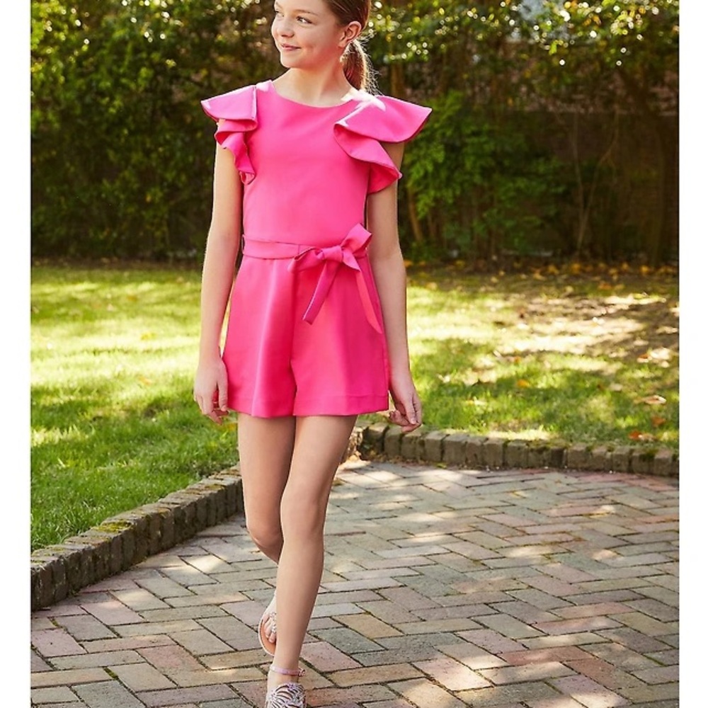 GB Girls Ruffle Sleeve Belted Romper size 12